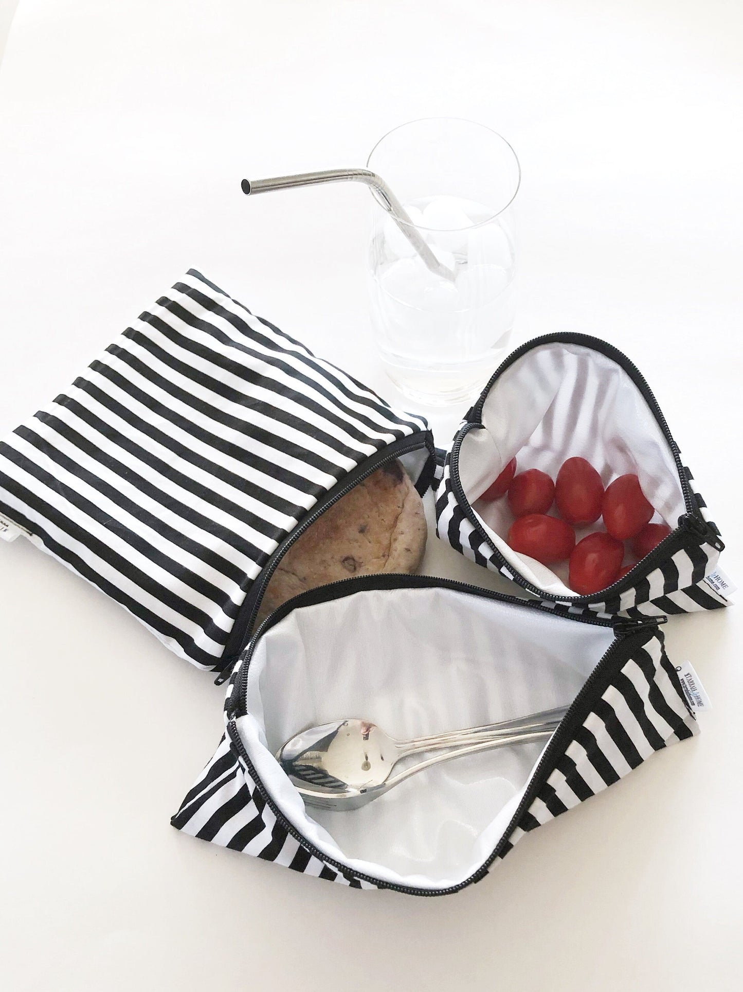 Bundle Black And White Stripe Snack and Sandwich Bags