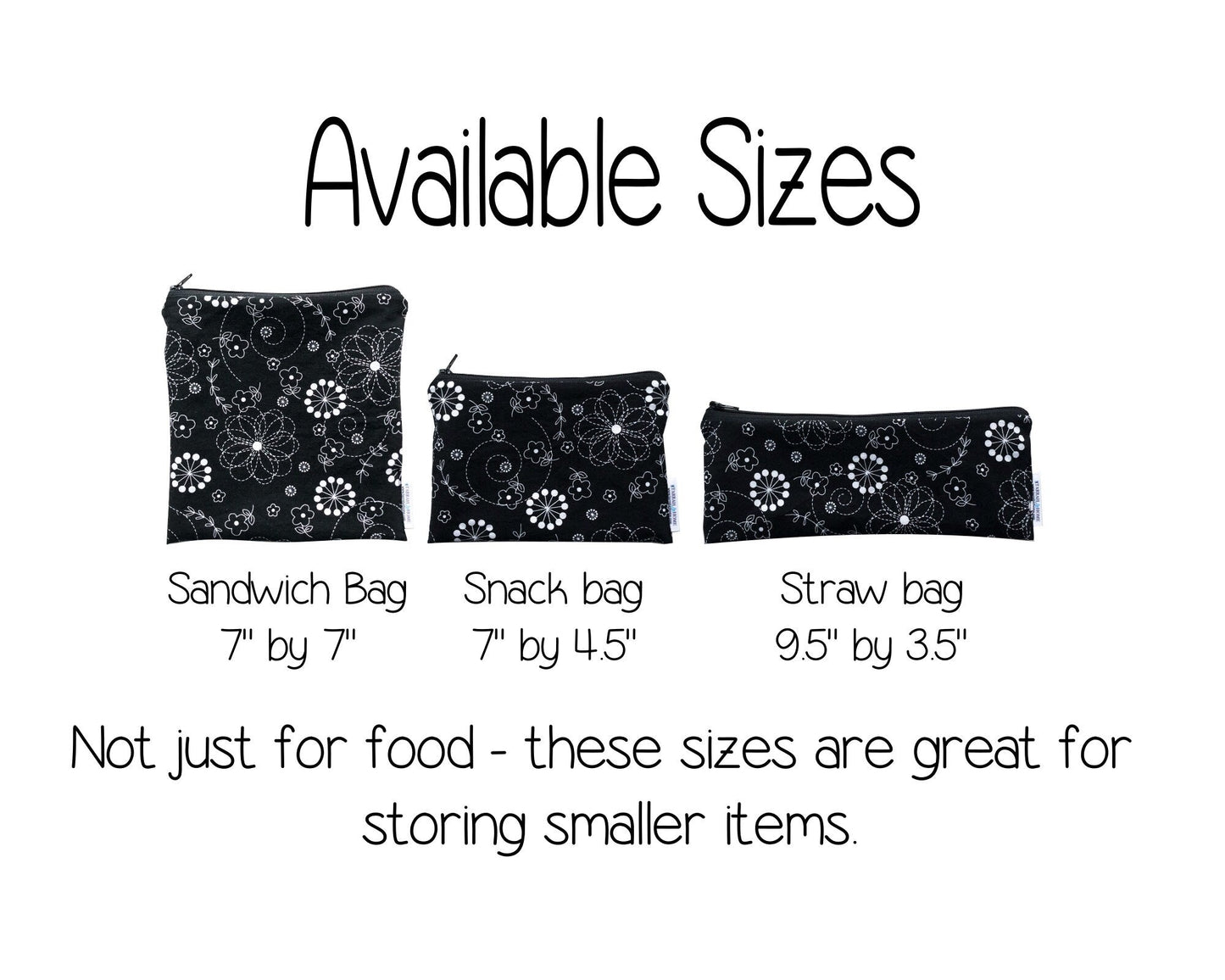 Bundle Flower Doodle Black Print Reusable Sandwich Bag