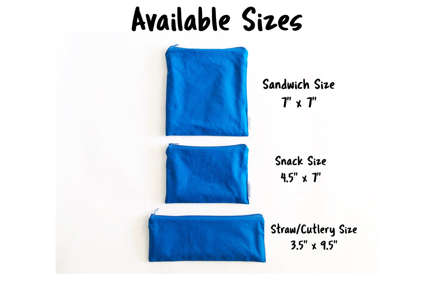 Bundle of Personalized Reusable Snack and Sandwich Bags in Black, Red, or Blue