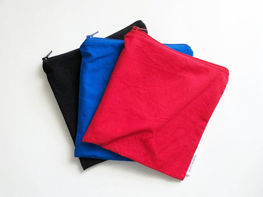 Bundle of Personalized Reusable Snack and Sandwich Bags in Black, Red, or Blue