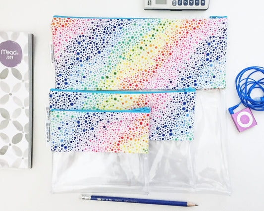 Peeky Pouch in Rainbow Bubble Print