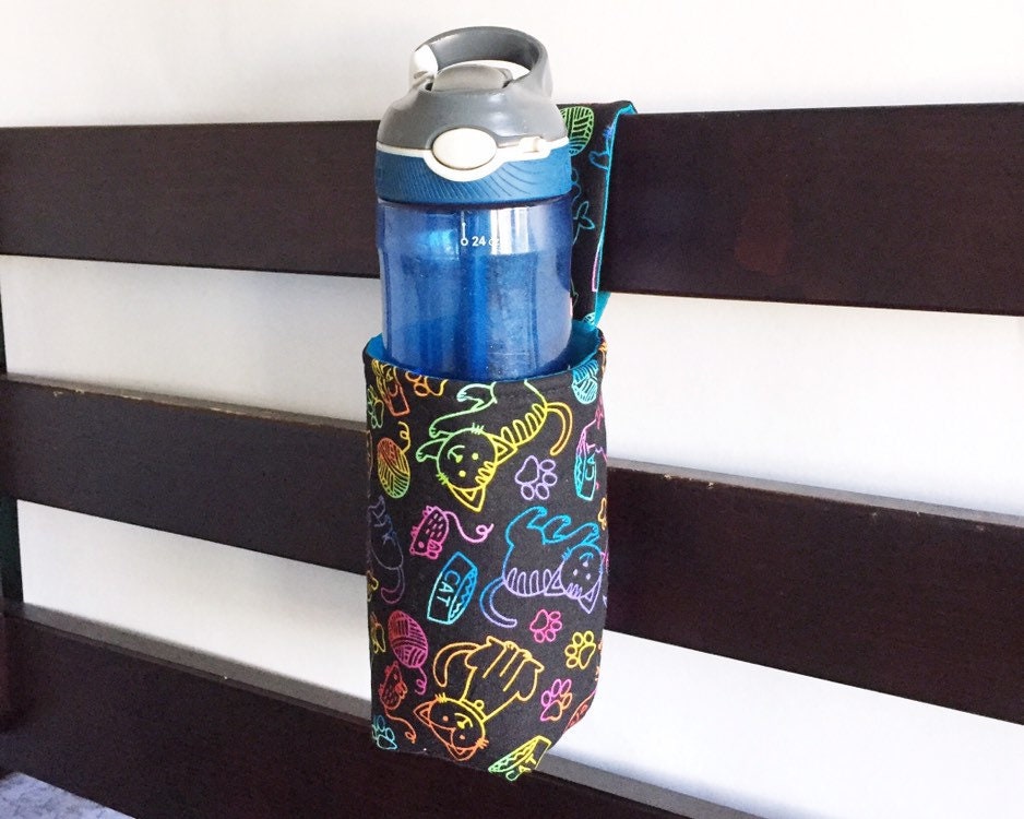 Water Bottle Holder in kitten print