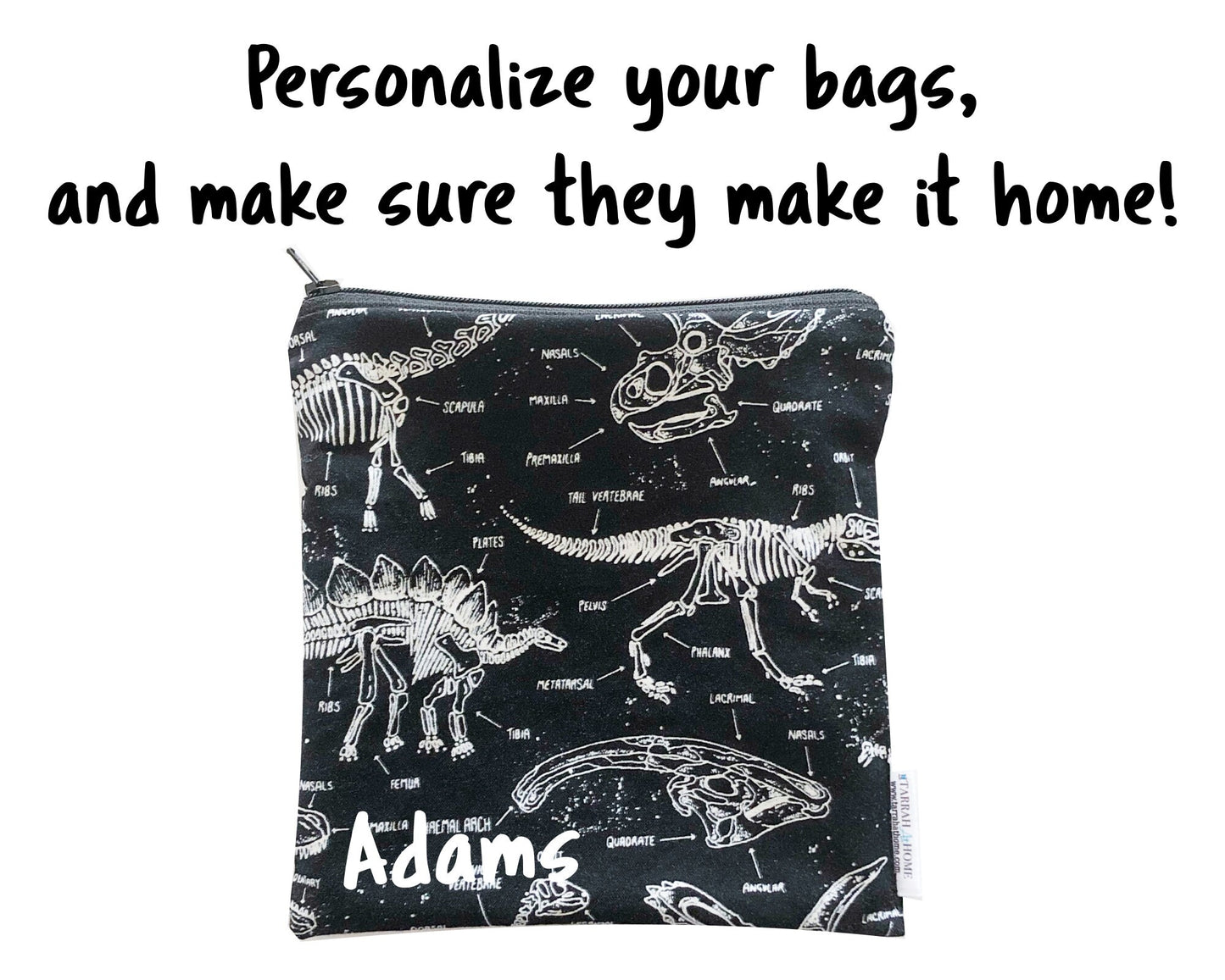 Dinosaur Skeleton Glow in the Dark Reusable Food Bags