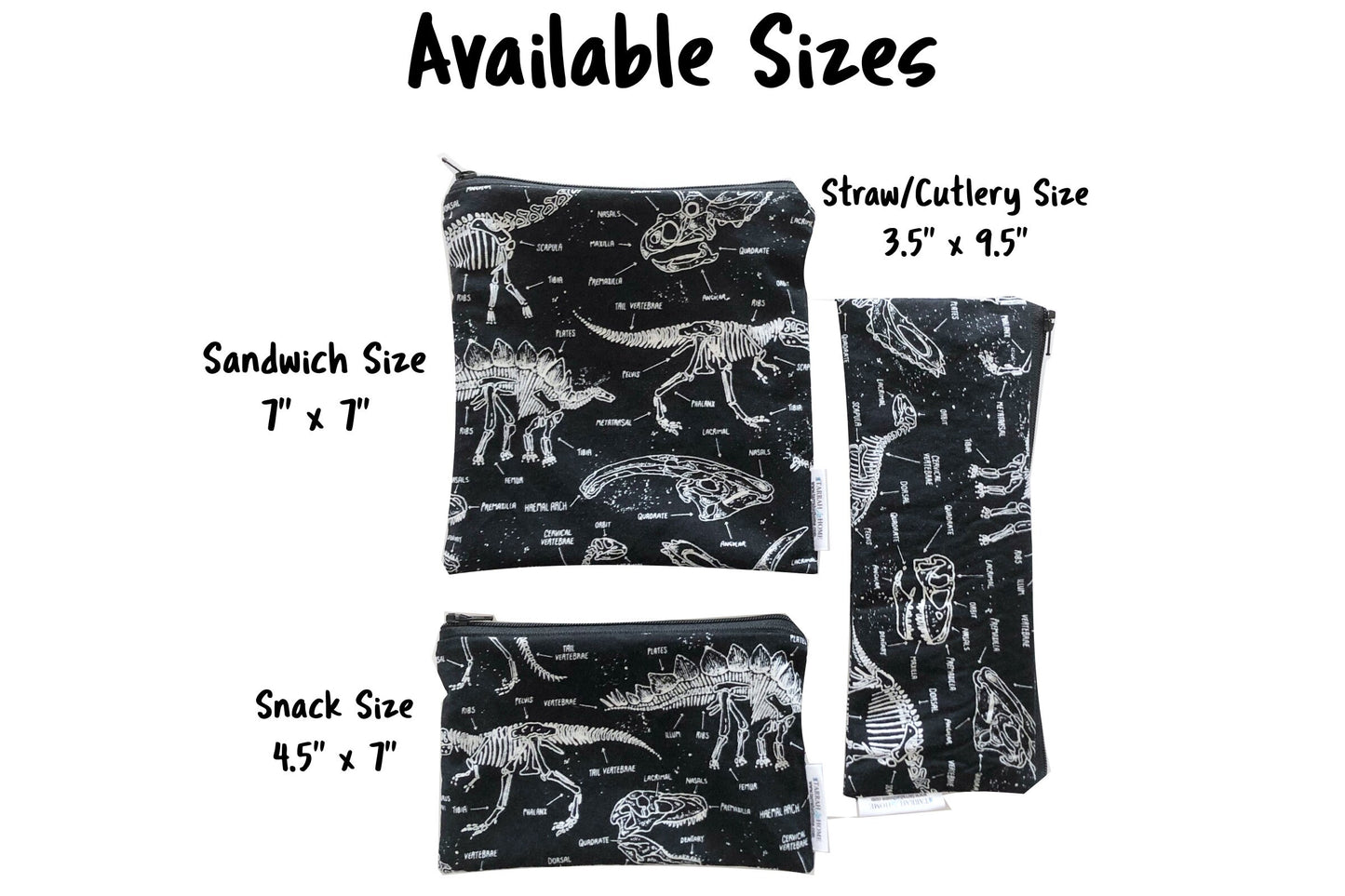 Dinosaur Skeleton Glow in the Dark Reusable Food Bags