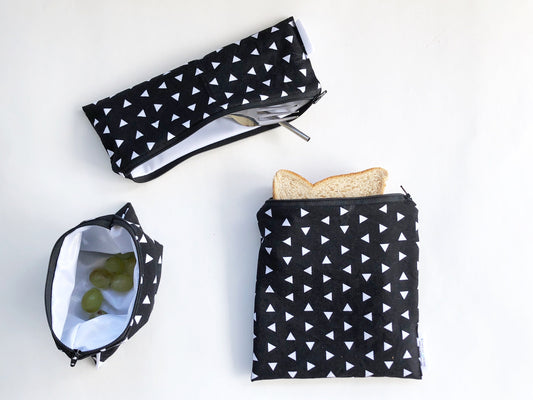 Black Scatter Triangle Reusable Food Bags