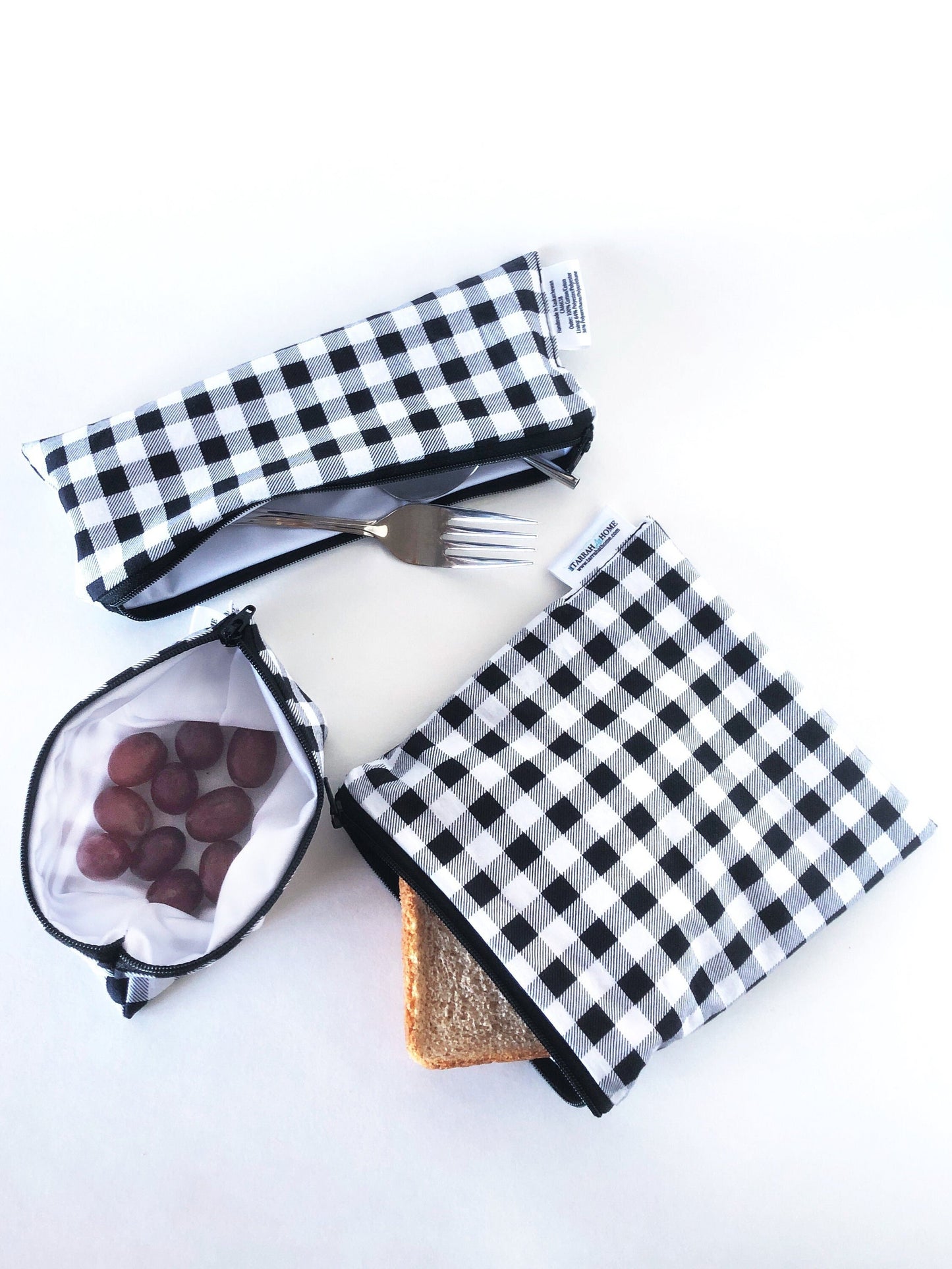 Black and White Buffalo Plaid Snack Bags