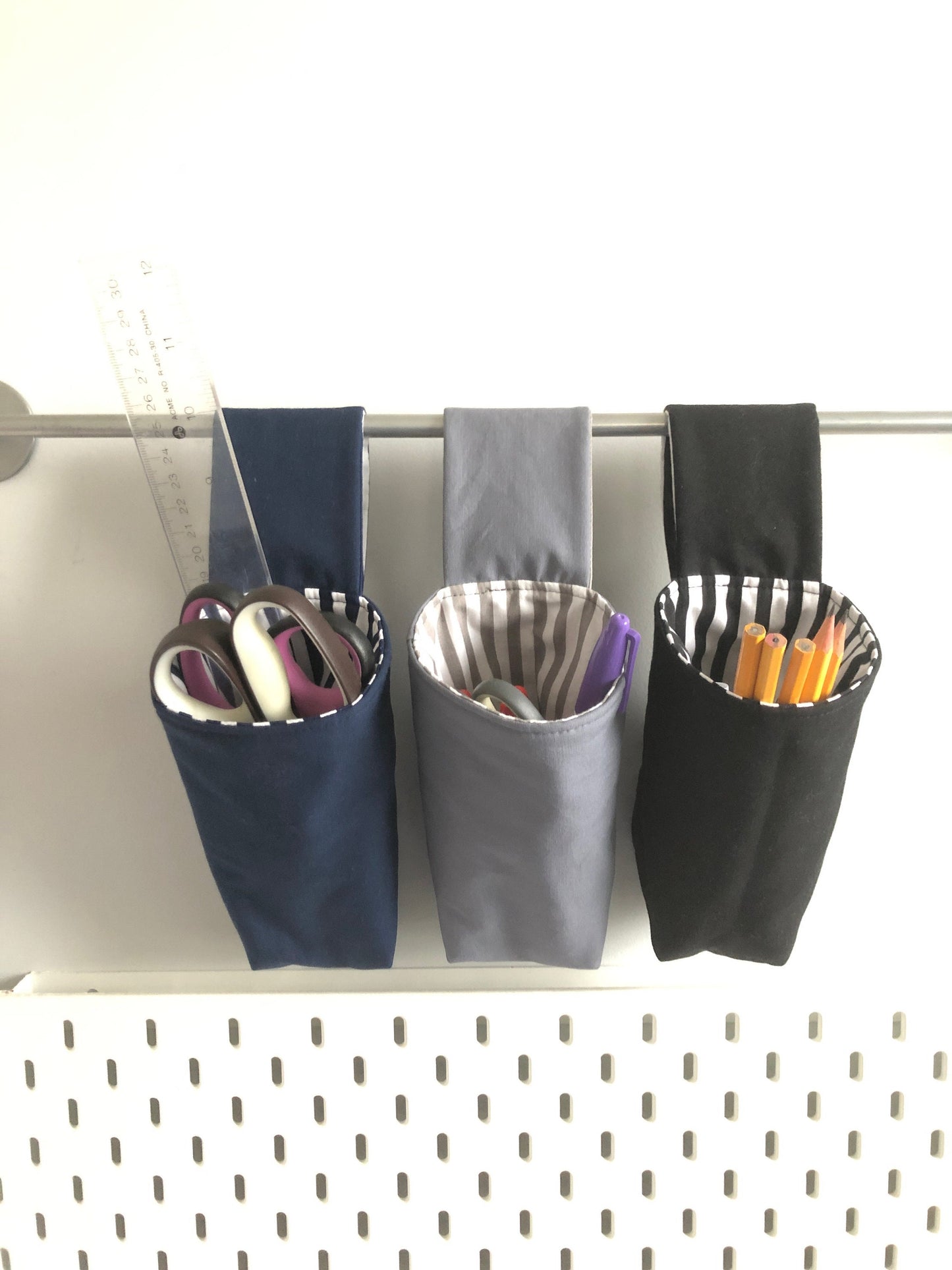 Hanging Room Storage in Black Navy or Grey with Striped Lining